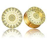 LADEMAYH 2Pcs Star Design Plug Ear Gauges for Men, Gold Screw Back 0g Gauges for Ears, Women's Body Piercing Tunnels Stainless Steel 316L Gauge Earrings, Star Gold, 08mm=0g