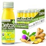 Greenhouse Juice Detox Wellness Shots Organic Immunity Shots Juice Liver Health Wellness + Anti-Inflammatory with Ginseng, Milk Thistle, and Dandelion Vegan & Gluten-Free (2 Oz, Pack of 12)