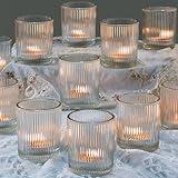 48pcs Votive Candle Holders, Clear Glass Tea Lights Candle Holder in Bulk for Table Centerpiece, Tealight Candle Holder for Weddings, Home Decor, Baby Shower, Special Occasions（Clear）