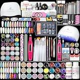 58pcs Acrylic Nail Kit for Beginners with Everything Professional Acrylics Powder with Drill and U V Light 36pcs Glitter Decoration Powder Summer Colors Complete Nail Kit Acrylic Set Gifts for Women