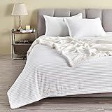 Great Bay Home Ribbed Texture Reversible White Throw Blanket, Fluffy and Luxurious King Blanket (90" x 102" Blanket, White)