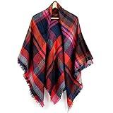 OCT17 Plaid Scarfs for Women Pashmina Tartan Wrap Large Warm Blanket Soft Shawl Checked Winter Fall Scarfs Scarves for Woman - Warm