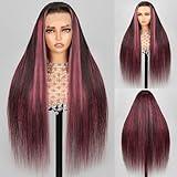 Megalady Beauty Highlight Lace Front Wigs Human Hair 13x4 Ombre Lace Front Wig 100% Human Hair 210% Density HD Lace Frontal Wig 13x4 Lace (20inch, 13x4 1B/Purple wig)