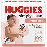 Huggies Simply Clean Fresh Scent Baby Wipes, 3 Flip-Top Packs of 64 (192 Wipes Total), Packaging May Vary