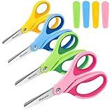Kids Scissors, iBayam 5" Blunt-Tip Safety Scissors with Cover: Easter Gifts for Kids Ages 4-12, Child-Safe Craft Tools for School & Scrapbooking, Creative Art Supplies for Toddlers and Students