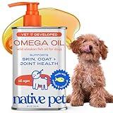 Native Pet Omega 3 Fish Oil for Dogs & Cats - Promotes Healthy Skin, Shiny Coat, & Strong Joints - Made with Wild Alaskan Salmon Oil for Dogs – Tasty, Fast-Absorbing Omega 3 6 9 Liquid Supplement- 8oz