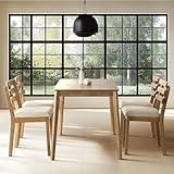 SIMTONAL Farmhouse Dining Table Set for 4, Wooden Dining Roon Table and Solid Wood Chairs, 5-Piece Modern Dining Set Home, Kitchen, Dining Room, 4 Upholstered Chairs, Rubberwood Legs