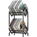 BOEASTER Vinyl Record Storage Rack, Record Holder 160-200 LP Storage Shelf Display Stand for Albums Books Magazines Files, Matte Black