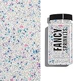 Fancy Sprinkles Unicorn Breath Fancy Sugar Pearlescent White Sugar Crystals Flecked with Blue, Purple, Pink, and Teal Sugars, and Silver Mini Edible Glitter Stars (4 OZ)