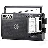 NOAA Weather AM FM Portable Radio with Best Reception, Transistor Radio, 3 X D Battery Operated Radios or AC Power for Household & Outdoor, Plug in Wall by PRUNUS