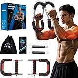 RENRUI Twister Arm Trainer, Adjustable 5 Resistance Levels (40-130 lbs) Chest & Arm Workout Equipment for Men & Women, Ergonomic Home Gym Strength Trainer with Anti-Slip Handles & Carry Bag (Red)
