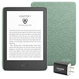 Kindle Essentials Bundle including Kindle (2024 release) - Black, Fabric Cover - Matcha, and Power Adapter