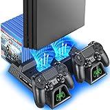 OIVO PS4 Stand for PlayStation 4 Accessory Kits, Cooling Fan Station for PS4 Slim/Pro/PlayStation 4 Consoles, Pro Vertical Stand with Dual Controller EXT Port Charger Dock Station & 12 Game Slots