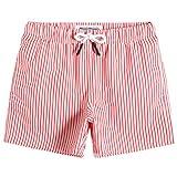 maamgic Boys Swim Trunks Toddler Swim Shorts Little Boys Bathing Suit Swimsuit Toddler Boy Swimwear,Stripe Redwhite,5 T