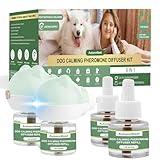 Dog Pheromone Diffuser Kit, Pet Diffuser for Stress Support, Reduces Stress and Promotes Relaxed Behavior, 2 Plug-in + 4 Packs Refill, 120 Day Supply (Non-Toxic, Safe & Inedible), Diffuser with Light