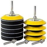 S SATC 3 Inch Hook and Loop Sanding Pad for Sanding Disc with 1/4 Inches Drill Sanding Attachment and Foam Sanding Pads for Polish Wood Metal Glass, 5 Packs