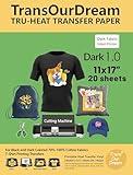 TransOurDream Tru-Iron on Heat Transfer Paper for Dark Fabric (20 Sheets, 11x17") T Shirt Transfers Paper for Inkjet Printer Printable Heat Transfer Vinyl for T-Shirts
