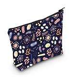 LEVLO Microbiology Bacteria Makeup Bag Science Art Biologist Reusable Book Cosmetic Bag Gift for Teacher (Microbiology)