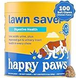 Happy Paws Lawn Saver Dog Chews, Dog Urine Neutralizer, Green Lawn Chews For Dogs, Digestive & Gut Health Supplement With Sweet Potato, Spirulina & Probiotics, Organic, Vegan, American Made, 100 Count