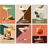 6 Pack Paint by Numbers Kit for Adults Beginners - 8x10 Inch Cocktail Adult Paint by Number Kits on Canvas, Cocktail DIY Acrylic Oil Number Painting Kits for Adults, Perfect for Gift Home Decor