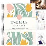 The Spiral Bible in a Year: A 52-Week Study, Through Gods Word-Spiral Bible Study Guide 52-Week Study Plan for Women, New Testament Living Translation Spiral Bound Bibles Journal Book(Style A A4,1pc)