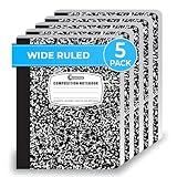 Rosmonde Composition Notebook Wide Ruled 5 Pack, 200 Pages (100 Sheets), 9-3/4 x 7-1/2, Back to School Supplies, Notebooks for School, Office Supplies, Notebooks for Work, Wide Ruled Notebook