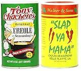 Louisiana Favorites No MSG Cajun Creole Seasoning Bundle - 1 each of Tony Chachere's Original Creole and Slap Ya Mama Cajun Seasonings (8 Ounces each) Pack of 2