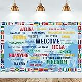 Tatuo International Flag Backdrop International Welcome Banner World Flags Background Around The World Banner Decoration for Country Sports Events Party Favors Club Photo Booth Props, 71 x 43 Inch