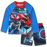 Transformers Optimus Prime Boys UPF 50+ Rash Guard and Swim Trunks Swimwear Set Swimsuit for Big Kids Blue