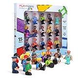 Playmags Magnetic Figures Community Set of 15 Pieces - Play People Perfect for Magnetic Tiles Building Blocks - STEM Learning Toys Children – Magnet Tiles Expansion Accessories Pack (Styles May Vary)