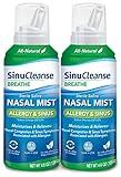 SinuCleanse Allergy & Sinus Sterile Saline Nasal Spray, Ultra Fine Mist, Instantly Moisturizes & Relieves Severe Nasal Congestion Due to Allergies, 4.6 Oz (2 Pack), Made in USA