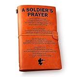 NGAEAK Thank You Gifts for Soldier Leather Journal Notebook, Religious Gift for Soldier Birthday Graduation Christmas Enlistment Engraved Leather Travel Journal