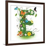 ART.COM Wall Premium Giclee Print Beautiful Spring Letter E on Brown Frame by Kesu01, 38" x 38"