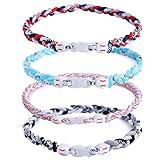 JEANUE 4 Pieces Baseball Necklaces for Boys,Three Braided Rope Tornado Sports Titanium Necklaces,Baseball Accessories Drip (4 Pack A)