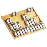 SpaceAid Bamboo Spice Drawer Organizer, (Need 3" Deep Drawer) Expandable 4 Tier Spices Rack for Cabinet, Kitchen Seasoning Storage Insert (Jars Not Included, From 12" to 23" Wide)