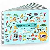Cupkin Animal Sticker Book Activity for Kids, Toddler Airplane Travel Essentials, 500+ Habitat Stickers for Kids + 12 Scenes + 12 Coloring Book Pages, Animal Lover Gift, Childrens Crafts for Ages 2-8