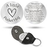 Sureio Pocket Hug Token Long Distance Relationship Keepsake Stainless Steel Double Sided Inspirational Gift with Keychain(Sobriety)