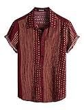 VATPAVE Mens Casual Short Sleeve Button Down Shirts Regular Fit Hawaiian Summer Shirt Medium WineRed