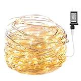 Minetom Fairy Lights Plug in, 33Ft 100 LEDs Waterproof Silver Wire Firefly Lights, Adaptor Included, Starry String Lights for Wedding Indoor Outdoor Christmas Patio Garden Decoration, Warm White
