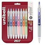 uniball Signo 207 Gel Pen, Retractable, Medium 0.7 Mm, Assorted Ink And Barrel Colors, 8/pack