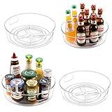 GUZON 4 Pack Lazy Susan Organizer for Cabinet, Upgraded 11.5" Clear Lazy Susan Turntable with Handles and Raised Edge, Rotating Spice Storage for Kitchen, Pantry, Refrigerator, Bathroom, Table