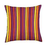 Tropical Island Sunset Summer Fun Colorful Vertical Striped Throw Pillow