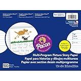Pacon Multi-Program Picture Story Paper, 12"X9", D'Nealian (K) and Zaner-Bloser (1), 500 Sheets, White