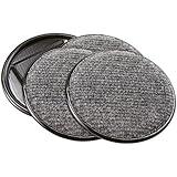 SoftTouch 4291195N Furniture Caster Cups Round with Carpeted Bottom for Hard Floor Surfaces (4 Piece), 4 Inch, Gray