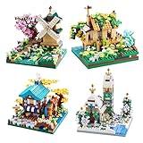 DOLBLOCK Four Seasons Building Set The Office Cute Micro Building Blocks Cherry Blossom Tree House Sets for Adults and Teenss, Flowers and Plants Modle 4 Kits