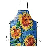 CIAIDU Abstract Oil Painting With Sunflowers Apron, Stocking Stuffers Adult Aprons for Women and Men, Personalized Cooking Gifts, Professional Aprons for Chefs Grill Bistro Baking