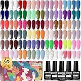 JODSONE 60 PCS Gel Nail Polish Set with 5 Bottles of Base and Glossy Matte Top Coat Soak off Gel Nail Set Suitable for All Seasons Gifts