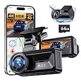 COOLCRAZY Dash Cam Front Rear: 4K+1080P Full HD Dashcam Free 64GB Card, with 5G WiFi GPS, Dual Dash Camera for Cars with 3" IPS Screen, Night Vision, HDR, App Control, 24H Parking Mode, Loop Record