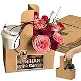 MAQIHAN 2 Cup Drink Carrier with Handle - 12Pcs Disposable Cardboard Coffee Cup Holder Portable Foldable Tray Drink Caddy Cup Carriers to go Cup Holder Food Delivery Accessories for Hot/Cold Drinks