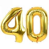 TONIFUL 40 Inch Gold Large Numbers Balloon Birthday Party Decorations, Foil Mylar Big Number Balloon Digital 40 for 40th Birthday, 40th Anniversary, Graduation Ceremony Photo Shoot